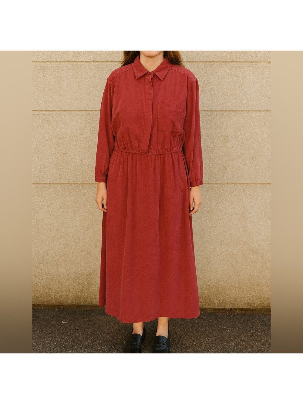 Vintage 90s  Corduroy Shirt Dress